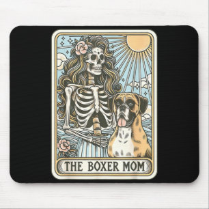 Tapis De Souris Carte de tarot de maman de chien boxeur squelette