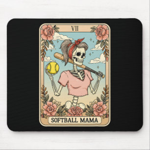 Tapis De Souris Carte de tarot de maman de softball squelette Hall