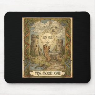 Tapis De Souris carte de tarot de mème de chien Yorkie hurlant à l