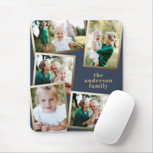 Tapis De Souris Carte de vacances multi-photos or moderne