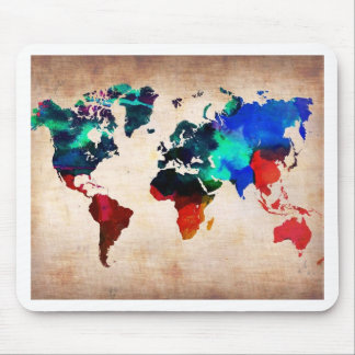 Tapis De Souris Carte de Vieux Monde d'aquarelle mignonne