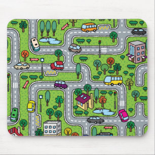 Tapis De Souris Carte de ville de dessin Carton de souris