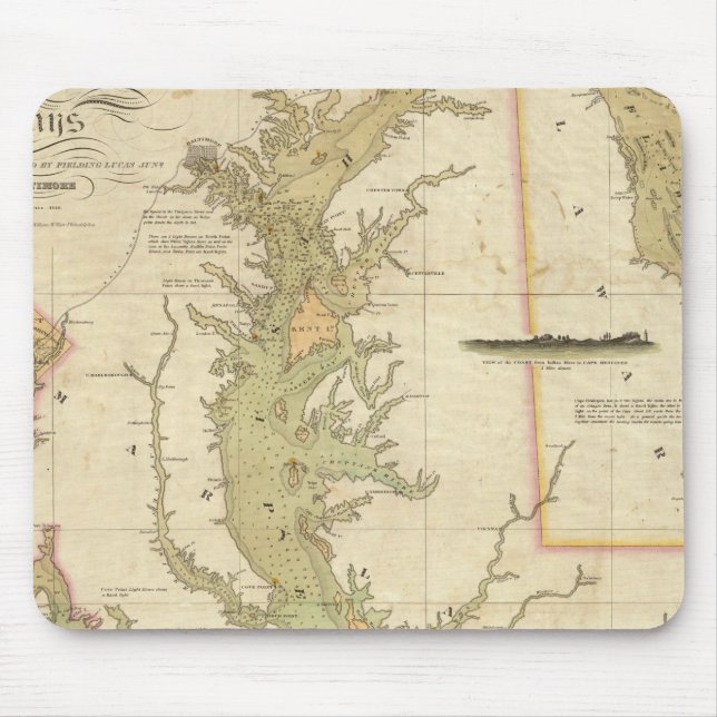 Tapis De Souris Carte des baies de Chesapeake et Delaware (Devant)