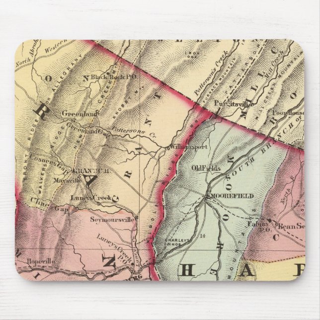 Tapis De Souris Carte des comtés de Grant, Hardy (Devant)