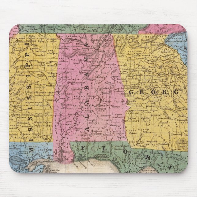 Tapis De Souris Carte des États du Sud (Devant)