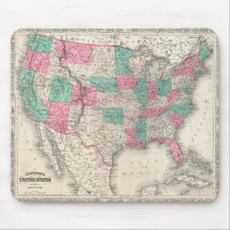 Tapis De Souris Carte des États-Unis de vintage Johnson (1866)