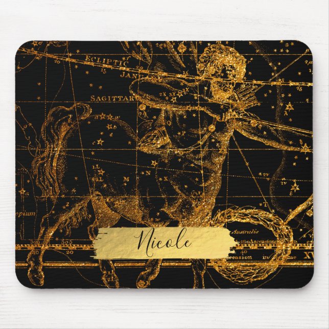 Tapis De Souris Carte des étoiles célestes Astrological Gold Sagit (Devant)