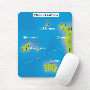 Tapis De Souris Carte des îles Anglo-Normandes affiche.