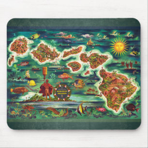 Tapis De Souris Carte des îles Hawaiiennes