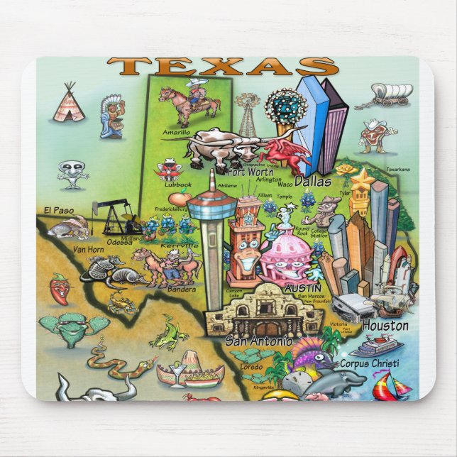 Tapis De Souris Carte des loisirs du Texas (Devant)