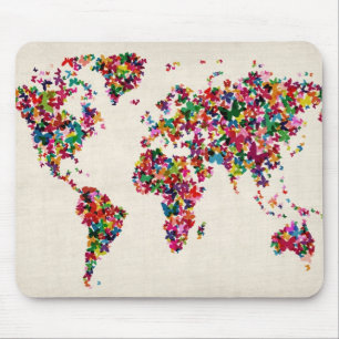 Tapis De Souris Carte des papillons de la carte du monde