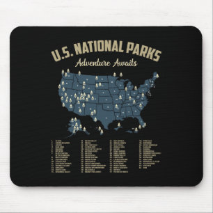 Tapis De Souris Carte des parcs nationaux américains Camping Rando