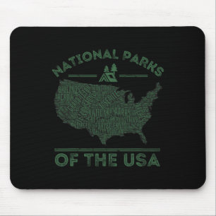 Tapis De Souris Carte des parcs nationaux Randonnée Voyage Camping