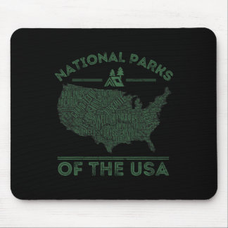 Tapis De Souris Carte des parcs nationaux Randonnée Voyage Camping