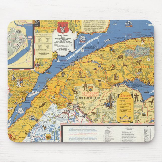 Tapis De Souris Carte des Vacanes, Québec, Gaspésie (Canada) (Devant)