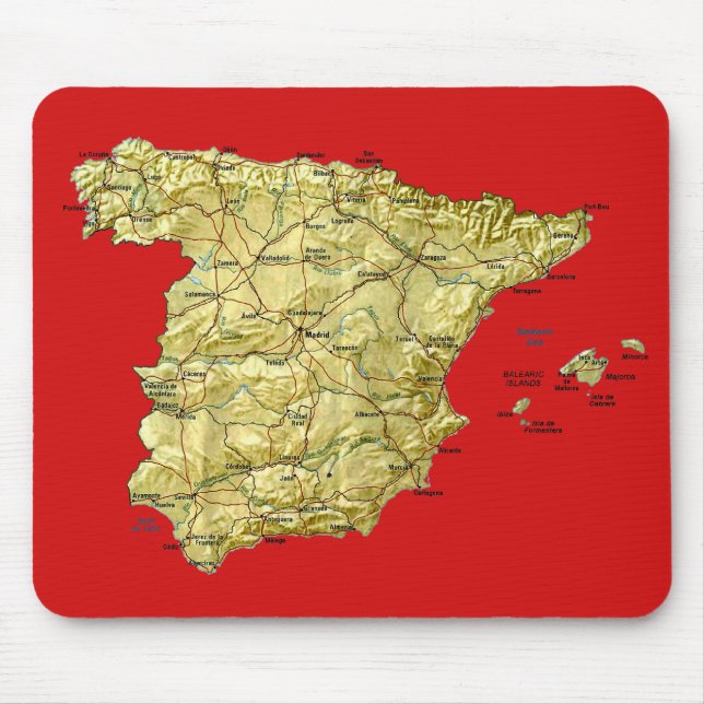 Tapis De Souris Carte d'Espagne Mousepad (Devant)