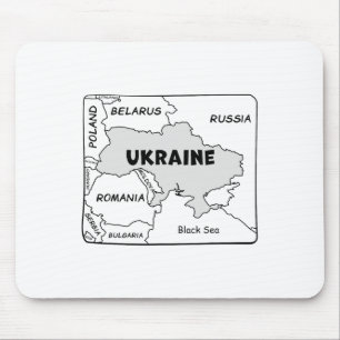 Tapis De Souris Carte dessinée à la main en ligne noire de l'Ukrai