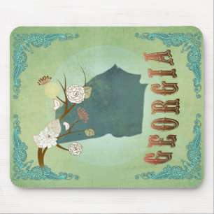 Tapis De Souris Carte d'état de la Géorgie - vert