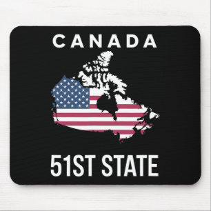 Tapis De Souris Carte du Canada avec drapeau américain 51e État