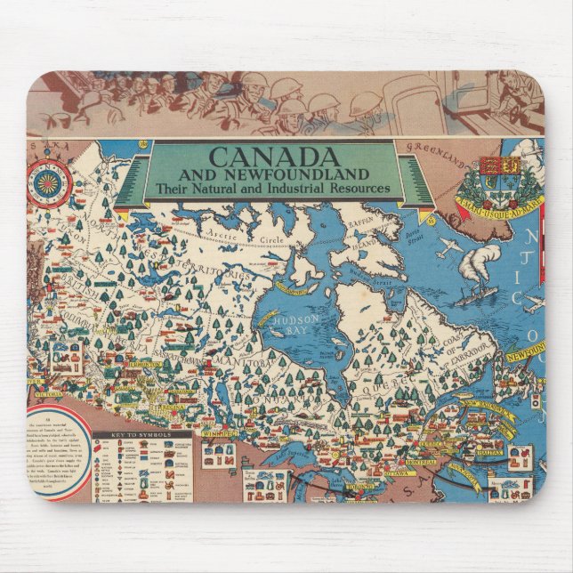 Tapis De Souris Carte du Canada - Ressources naturelles et industr (Devant)