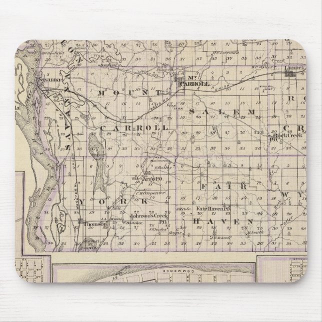 Tapis De Souris Carte du comté de Carroll, Mt Carroll (Devant)