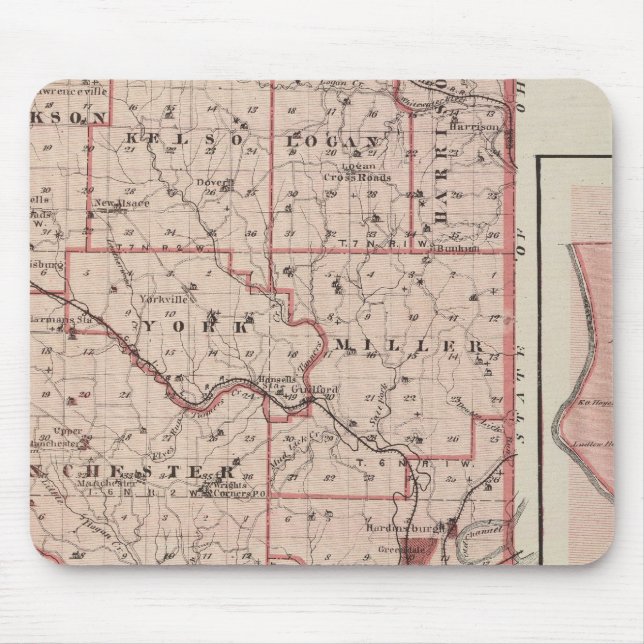 Tapis De Souris Carte du comté de Dearborn avec Greendale (Devant)