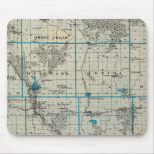 Tapis De Souris Carte du comté de Delaware, État de l'Iowa