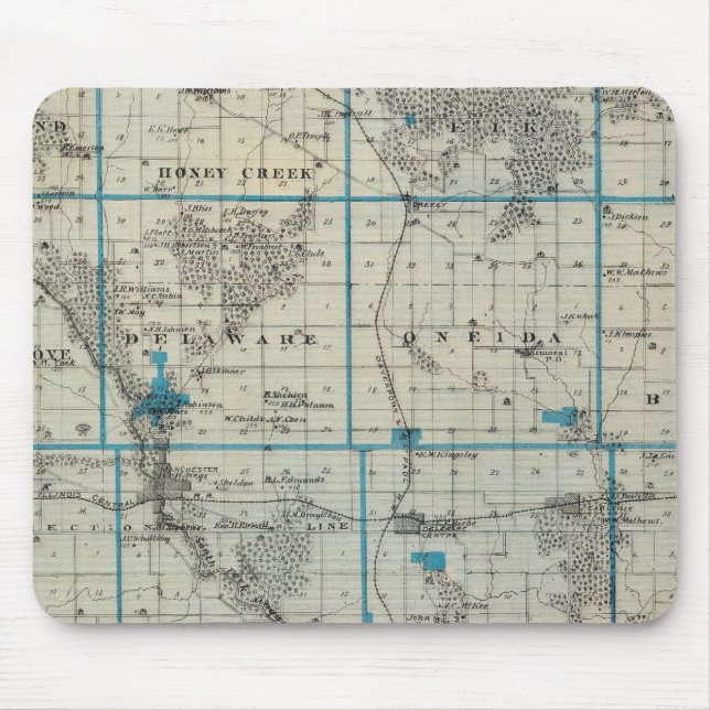 Tapis De Souris Carte du comté de Delaware, État de l'Iowa (Devant)