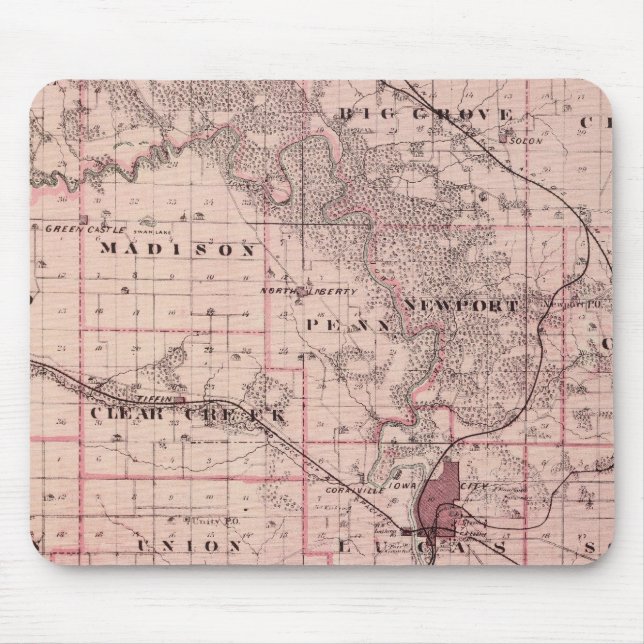 Tapis De Souris Carte du comté de Johnson, État de l'Iowa (Devant)