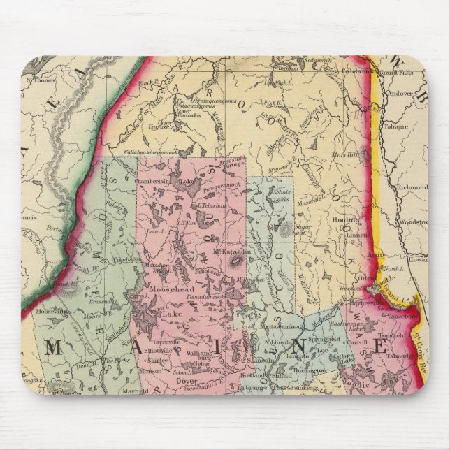 Tapis De Souris Carte Du Comté De L'État Du Maine (Devant)
