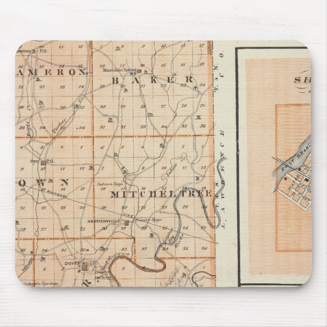 Tapis De Souris Carte du comté de Martin avec Shoals, Loogootee (Devant)