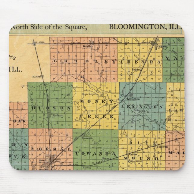 Tapis De Souris Carte du comté de McLean, Illinois, 1886 (Devant)