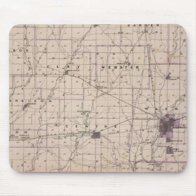 Tapis De Souris Carte du comté de Wayne 2 (Devant)