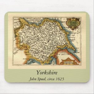 Tapis De Souris Carte du comté de Yorkshire, Angleterre