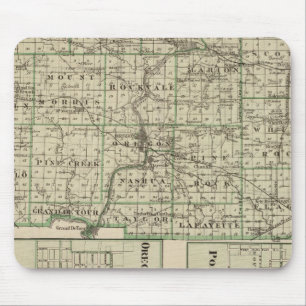 Tapis De Souris Carte du comté d'Ogle, de Polo et de l'Oregon