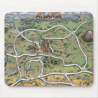 Tapis De Souris Carte du dessin animé Atlanta Georgia