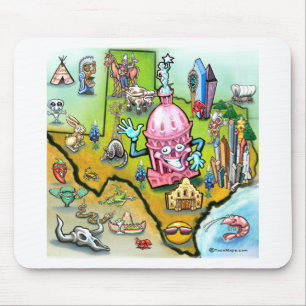 Tapis De Souris Carte du dessin animé Austin Texas