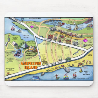 Tapis De Souris Carte du dessin animé Galveston Texas