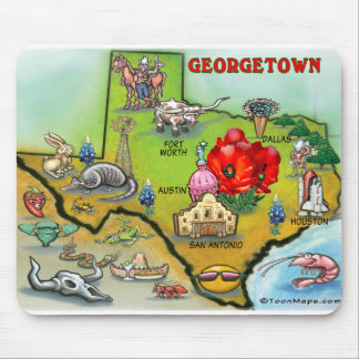 Tapis De Souris Carte du dessin animé Georgetown Texas