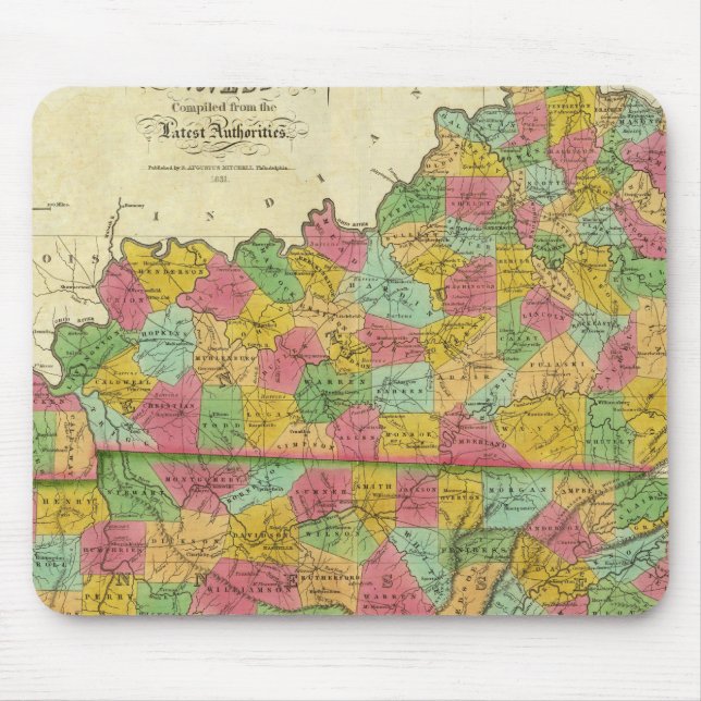 Tapis De Souris Carte du Kentucky et du Tennessee (Devant)