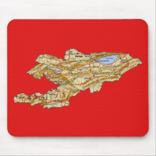 Tapis De Souris Carte du Kirghizistan Mousepad