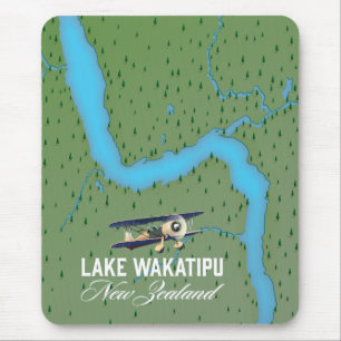 Tapis De Souris Carte du lac Wakatipu Nouvelle-Zélande