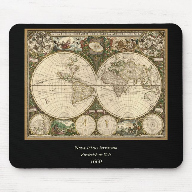 Tapis De Souris Carte du monde 1660 par Frederick de Wit (Devant)