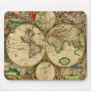 Tapis De Souris Carte du monde ancienne vintage
