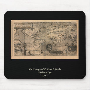 Tapis De Souris Carte du monde antique 1581 par Nicola van Sype