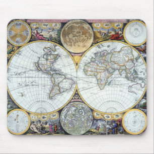 Tapis De Souris Carte du monde antique, Atlas Maritimus par John S