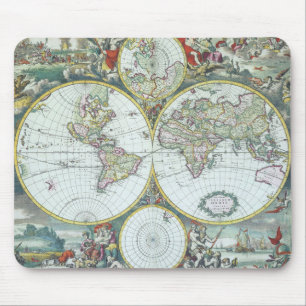 Tapis De Souris Carte du monde antique du 17ème siècle, Frederick
