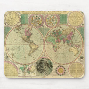 Tapis De Souris Carte du monde antique par Carington Bowles, vers
