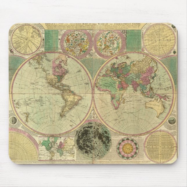Tapis De Souris Carte du monde antique par Carington Bowles, vers  (Devant)