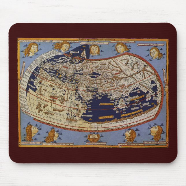 Tapis De Souris Carte du monde antique Ptolémée, Johannes d'Arnshe (Devant)